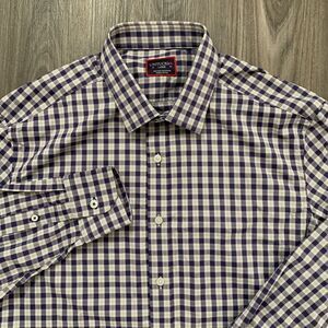 UNTUCKit‎ Plaid Long Sleeve Button Up Shirt Plaid Men's Red White Blue nylon